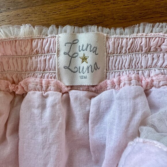 LUNA LUNA Pink Tulle Stars Dress Baby Girls 12 Months Girl Silver Star Holidays - Picture 8 of 8